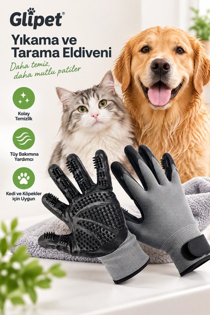 Kedi/köpek Yıkama Ve Tarama Eldiveni Large
