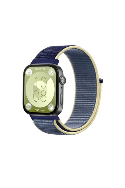 Huawei Fit 4 Mesh Hook and Loop Strap - Yellow-Navy Blue