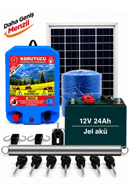 Koruyucu Elektrikli Çit Sistemi Domuz Ayı Kovucu Monokristal Güneş Panelli Akülü (STR-S500M)