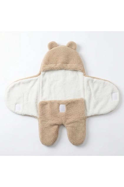 0 - 12 Months Cream Fiber Eared Welsoft Outer Swaddle Baby Blanket