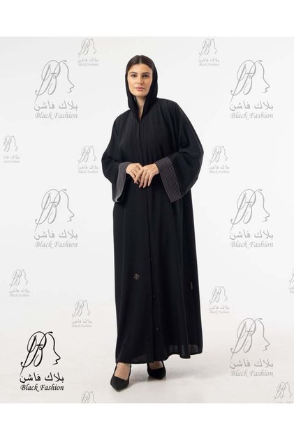 A/Line Abaya with Embroidery in Crepe Salona Fabric - Size 52