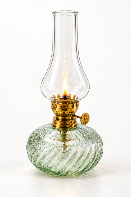 Gas Lamp - Vintage Gas Lamp - Decorative Glass Gas Lamp - Nostalgic Wick Retro Table Lamp 20 cm