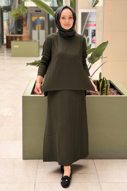 Ribbed Tunic Skirt Mercerized Set