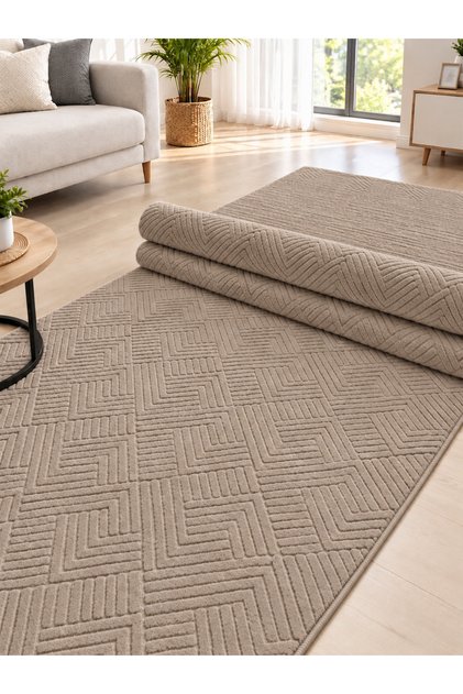 Kaymaz Tabanlı Elit Bukle Kesme Salon Koridor Mutfak Halısı Vizon Yolluk