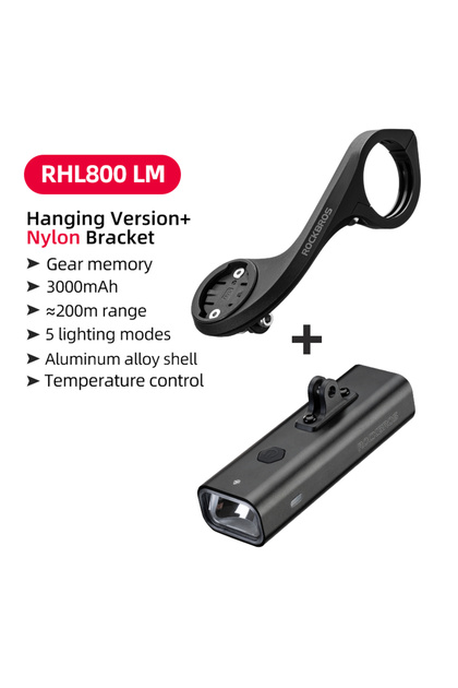 RHL800 Nylon mount 400LM 800LM Bike Front Light with Extension Mount IPX6 Type-C B