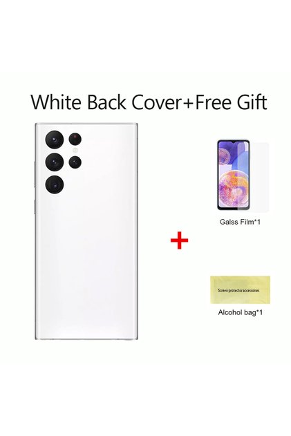For S22Ultra White For Samsung Galaxy S22 Ultra Battery Back Cover 3D Glass Panel Rear Door Housing