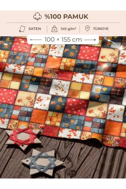 100% Cotton Satin Patchwork Fabric – 155×100 cm – for Sewing and DIY