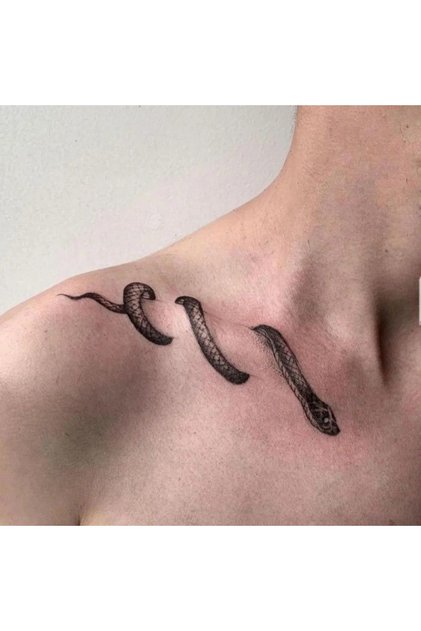 Snake-01 1 Sheet Snake Clavicle Tattoo Sticker Waterproof Lasting Temporary Tattoo