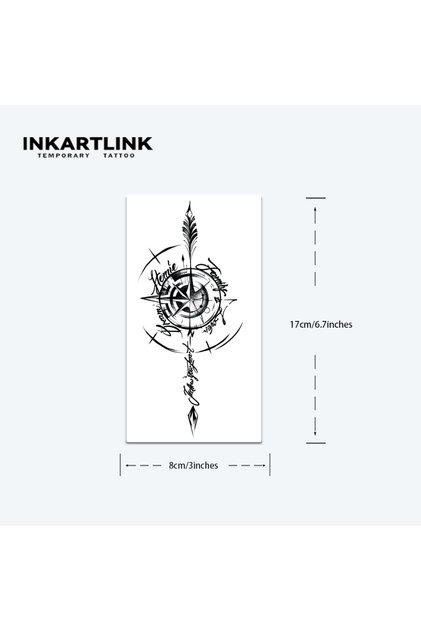 IN-E348 Compass temporary tattoo sticker, waterproof magic tattoo, lasts to 15 days fake tattoo, sem