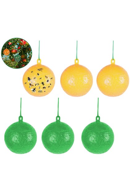 6PCS 8cm Fruit Fly Needle Bee Lure Insect Ball Hanging Fly Trap Glue Ball Sticky Worm Ball for Orcha