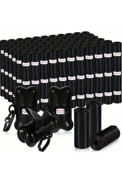 black 150 Count Dog Poop Bags + 1 bone Pet Waste Bags for Poop Dispenser Doggie Poop Bags for Home