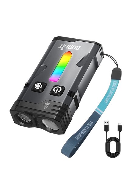 Colorful BORUiT EV10 1100LM LED Keychain EDC Flashlight Type-C Rechargeable Work Light Torch with Ma
