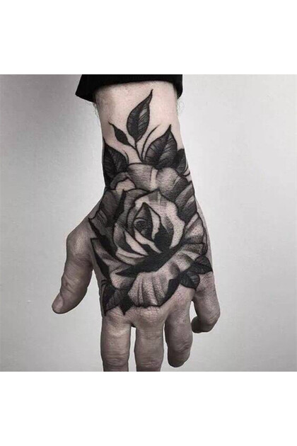 BBXL1-02 1 Sheet Hand Flower Tattoo Sticker Waterproof Lasting Temporary Tattoo