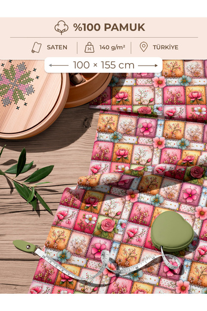 100% Cotton Satin Patchwork Fabric – 155×100 cm – for Sewing and DIY
