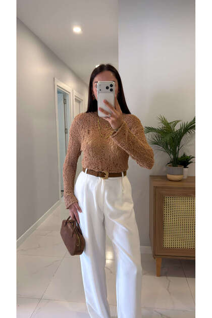 Zr Aldos Camel Openwork Knitwear