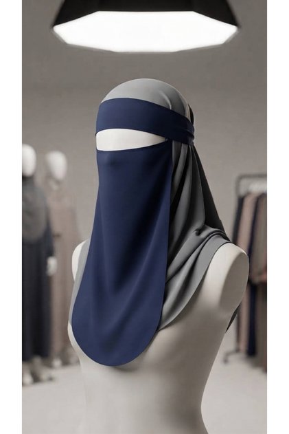 حجاب إسلامي أنيق وراقٍ بقصة طويلة من قطعة واحدة، غطاء للوجه