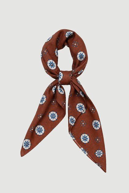 Floral Patterned Cotton Scarf - Tile
