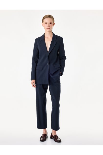 High-Waisted Viscose Blend Straight-Leg Cigarette Pants with Pockets and Belt
