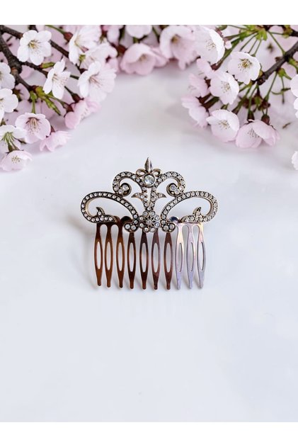 Vintage Comb Bun Buckle with Crystal Stone
