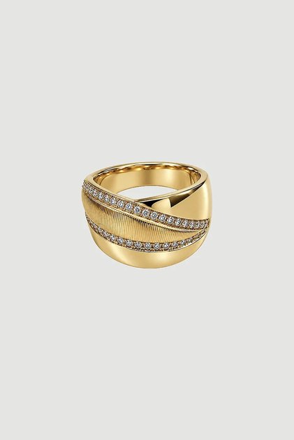 Stone Striped Ring - Gold