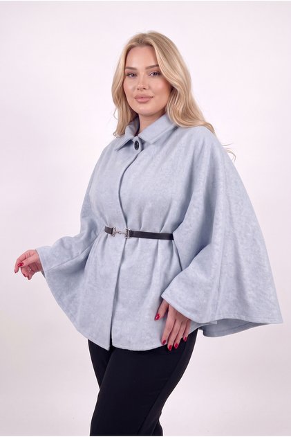Women's Plus Size Belted Slim Cashmere Poncho Cape - Plus Size Tunic Coat