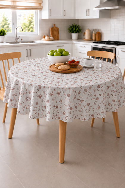 Patterned Round Pvc Thin Oilcloth Tablecloth, Wipeable and Stain Resistant