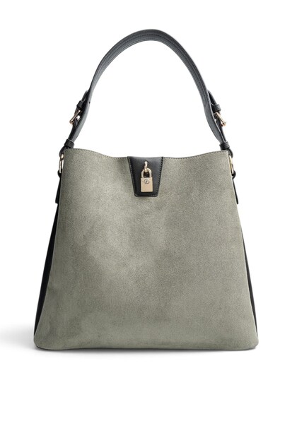 Life Green - Black Suede Women's Shoulder Bag Sp1295