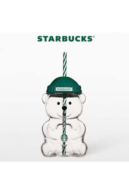 Starbucks Green and Red Bearista Glass Mug
