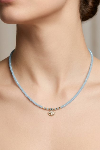 Crystal Bead Evil Eye Eyelash Eye Pendant