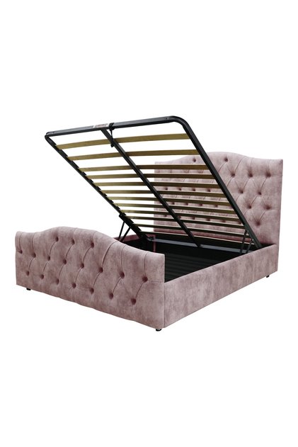 Pat Tapitat Rabatabil cu Lada Depozitare Cesare Catifea Roz flamingo