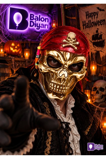 Korsan Maskesi Cadılar Bayramı Maskesi Yetişkin Hallowen Erkek Kadın Kostüm Aksesuarı