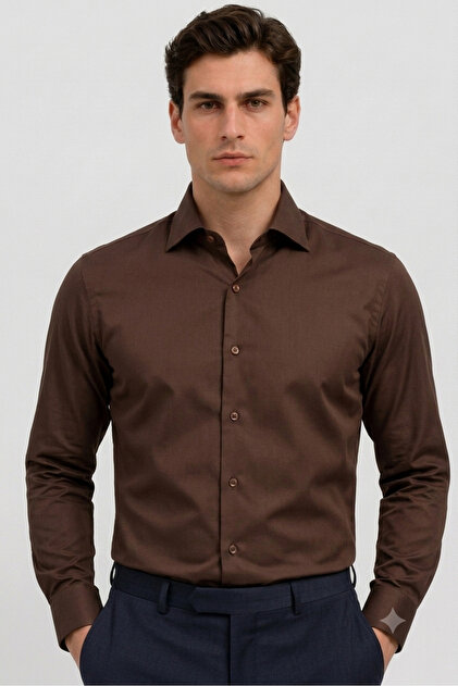 Slim Fit Uzun Kollu Kolay Ütülenebilir Ter Konforu Sağlayan Kravatlık Dört Mevsim Beyaz Erkek Gömlek