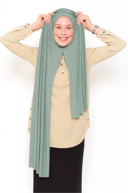 Ready-To-Wear Practical Combed Cotton Shawl Hijab with Stitching at the Neck