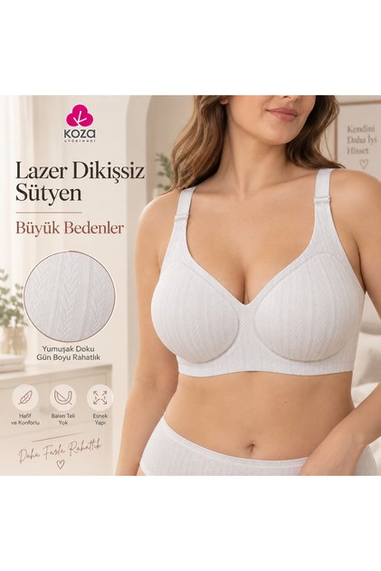 Plus Size Wire-Free Laser Cut Seamless Bra — Removable Pads, Gathering Effect, Non-Marking Invisible Bra