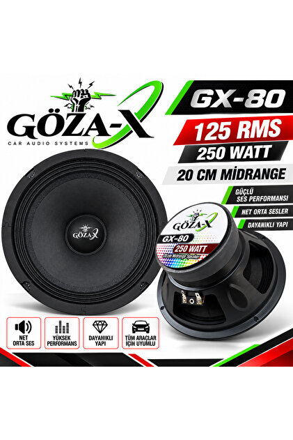 GX-80 20 CM MİDRANGE 250W 125 RMS 1 TAKIM HOPÖRLÖR