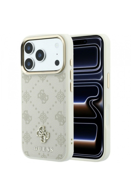 Husă MagSafe pentru Apple iPhone 18 Pro Max / 17 Pro Max, Guess, Peony 4G Small Logo, Bej
