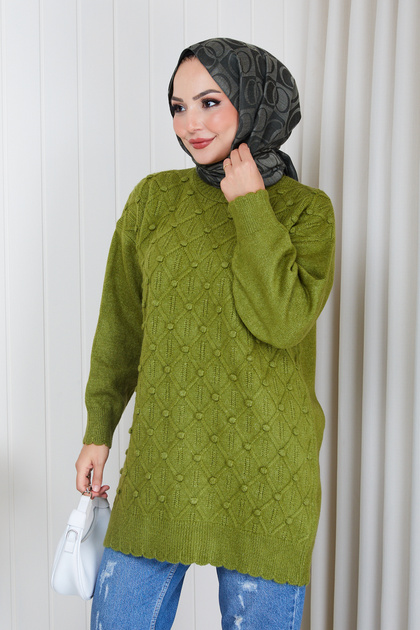 Women's Knitted Crew Neck Knitwear Tunic