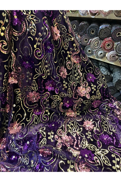Sequin Embroidered Velvet Fabric