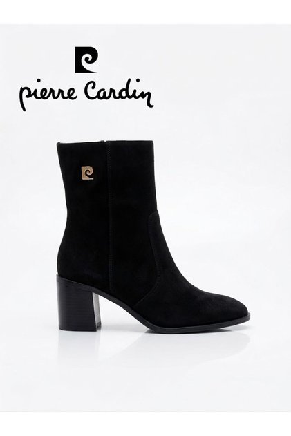 Zippered Block Heeled Black Suede Bootie