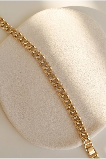 Kuyumcu İşçilikli 14 Ayar Kaplama Katlamalı Kilitli Bileklik, Hediye paketi seçeneğiyle