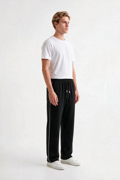 Men's Side-Piped Baggy Sweatpants Comfortable Fit