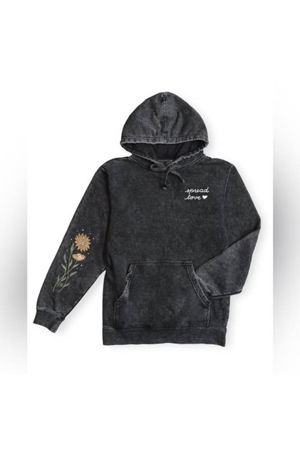 Unisex Anthracite Vintage Wash Oversize Hooded Sweatshirt Trendy Streetwear
