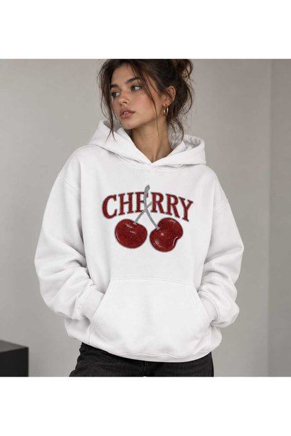 Unisex Men/Women Taşlicherry Colorful Special Stone Printed Cotton Oversize Hooded Sweatshirt