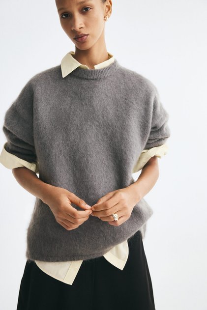 Tiftik Karışımlı Oversize Kazak
