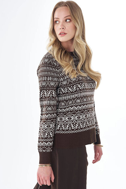 Patterned Knitwear Sweater Dark Brown