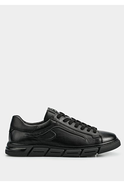 Black Leather Men's Sneakers