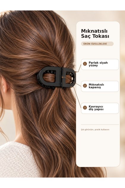 Oval Mıknatıslı Saç Tokası – Yarım Toplu Saç Aksesuarı