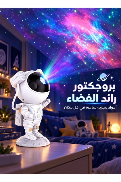 مصباح بروجيكتور مجرة على شكل رائد فضاء، إضاءة ليلية للسماء المرصعة بالنجوم والنيبولا مع مؤقت