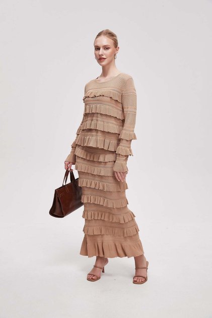 Women's Midi Plain Pleated Skirt