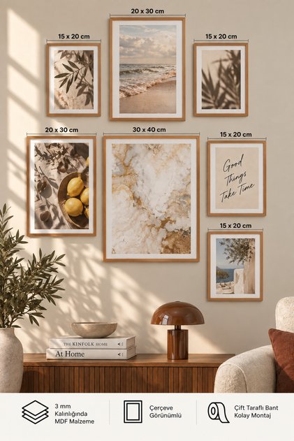 7-Piece Frame-Looking Modern Painting Set |   Living Room, Office, Kitchen and Study Room Wall Decoration